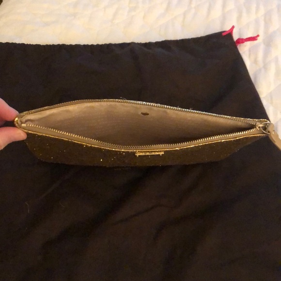 Kate Spade Gold Glitter Zipper Clutch - Picture 3 of 5